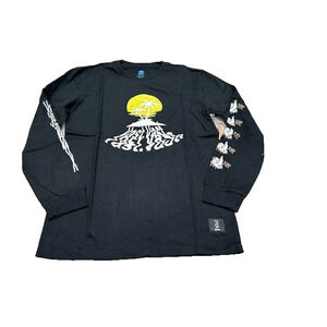 NWT VastLife‎ Mens Spell Out Logo T-Shirt Long Sleeve Crew Neck Black Size M